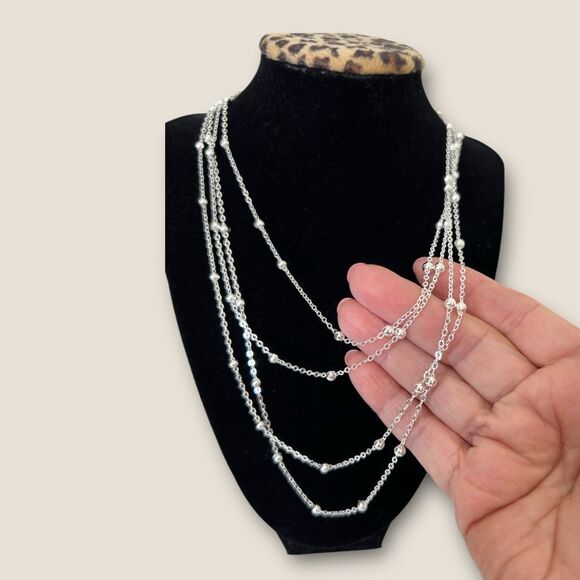 multilayer silver plated necklace four in one NWOT - Picture 8 of 12